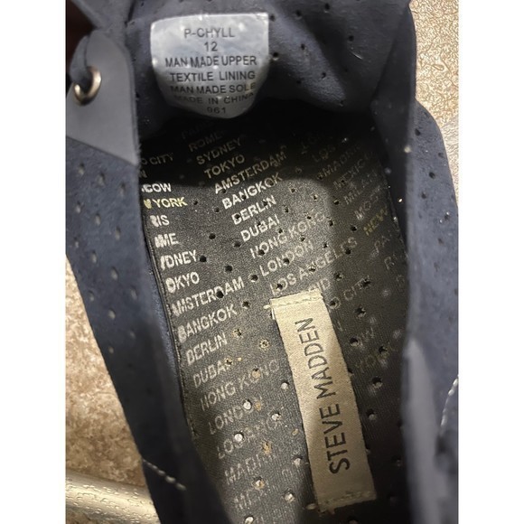 Steve Madden Blue Chyll Perforated Suede Low Lace Up Sz 12 - Picture 6 of 8